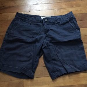 Girls navy three quarter length shorts